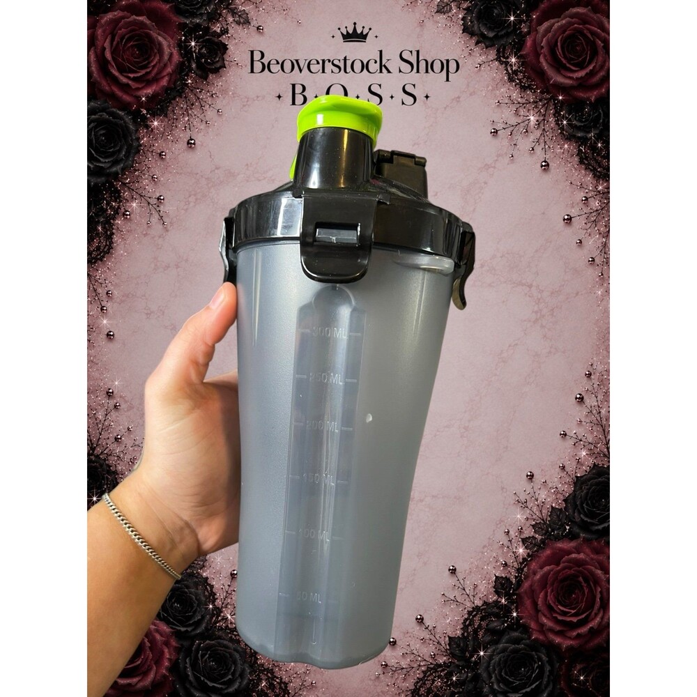 Sharper Image Dual Compartment Protein Shaker Bottle Gray Black Green - Picture 3 of 8